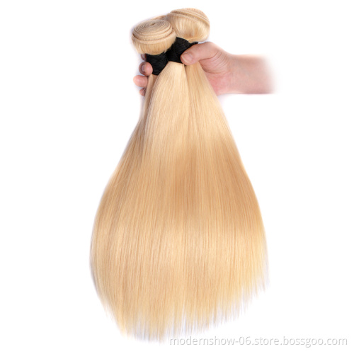 Unprocessed Cuticle Aglined Blond 613 Straight Virgin Human Hair Bundles With Lace Frontal